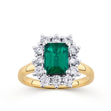 Lab-Grown Emerald & 0.90ct TDW Lab-Grown Diamond Ring in 9ct Yellow Gold