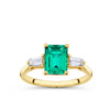 Lab-Grown Emerald & 0.30ct TDW Lab-Grown Diamond Trilogy Ring in 9ct Yellow Gold