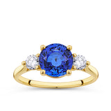 Lab-Grown Sapphire & 0.35ct TDW Lab-Grown Diamond Trilogy Ring in 9ct Yellow Gold