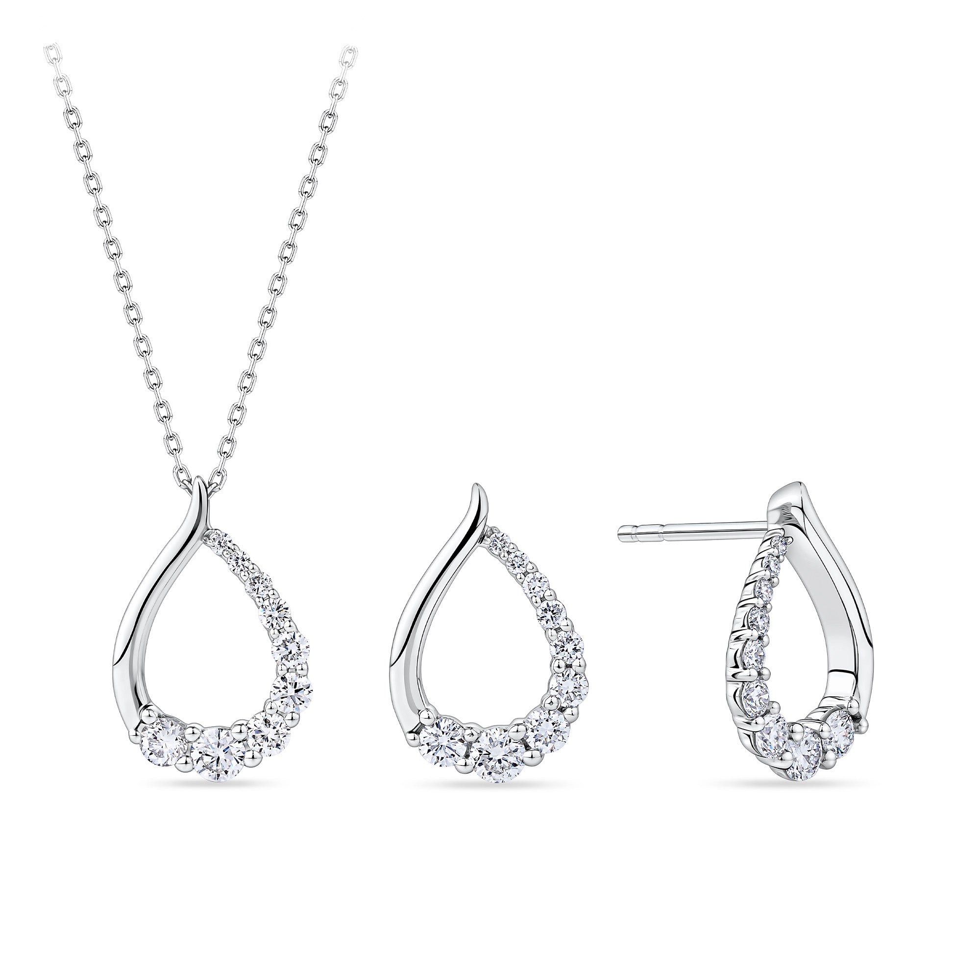 1.00ct TDW Lab-Grown Diamond Pendant and Earrings Set in Sterling Silver