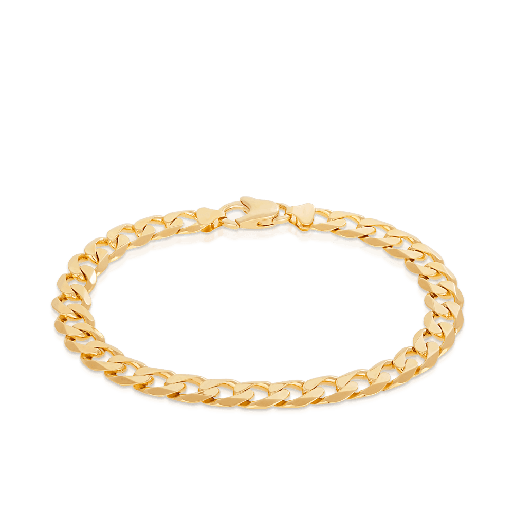 Long Curb Men's Bracelet in 9ct Yellow Gold - Wallace Bishop