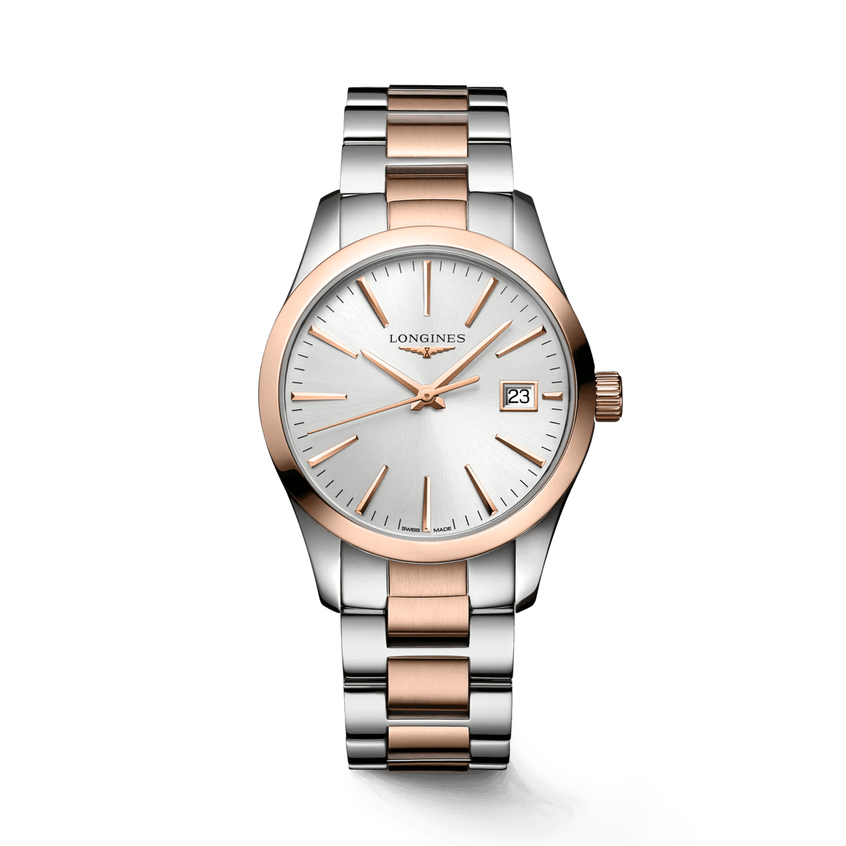 Longines Conquest Classic Women's 34mm Stainless Steel & Rose Two-Tone Quartz Watch L2.386.3.72.7 - Wallace Bishop