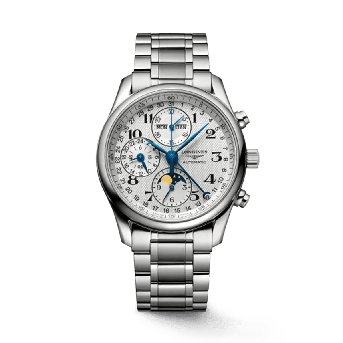 Longines Master Men's 40mm Stainless Steel Complication Moon-phase Chronograph Watch L2.673.4.78.6 - Wallace Bishop