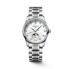 Longines Master Women s Stainless Steel 34mm Automatic Moon Phase Watch L2.409.4.87.6