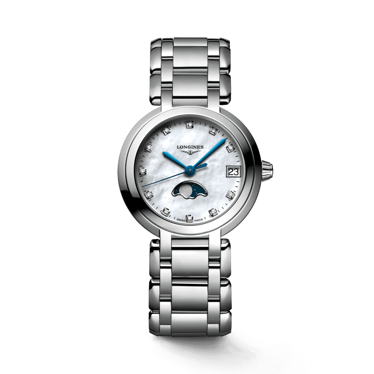 Longines PrimaLuna Women's 30.5mm Stainless Steel Quartz Moonphase Watch L8.115.4.87.6 - Wallace Bishop