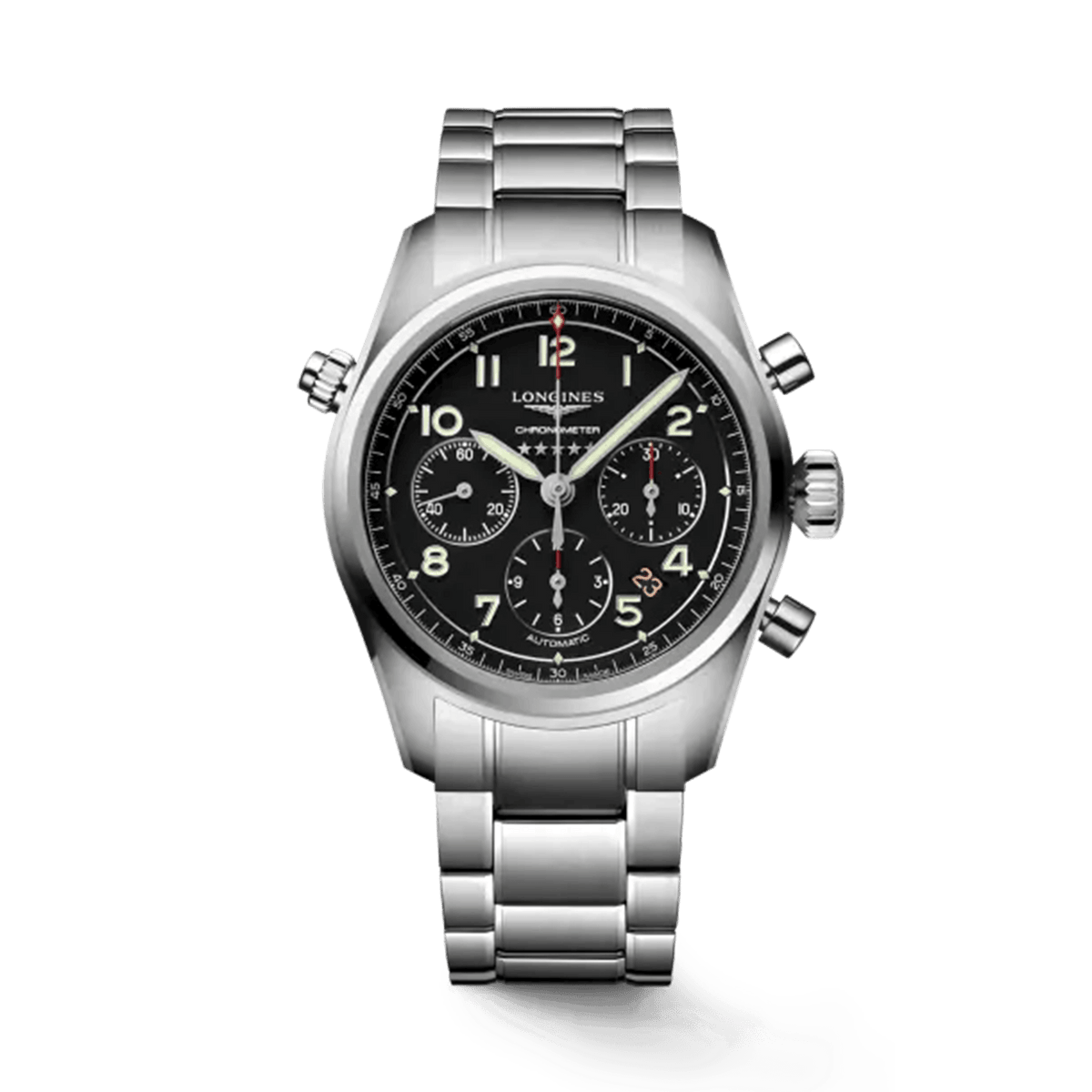 Longines Spirit Men's 42mm Stainless Steel Automatic Chronometer Chronograph Watch L3.820.4.53.6 - Wallace Bishop