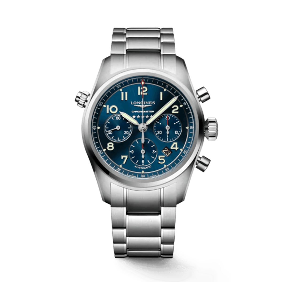 Longines Spirit Men's 42mm Stainless Steel Automatic Chronometer Chronograph Watch L3.820.4.93.6 - Wallace Bishop