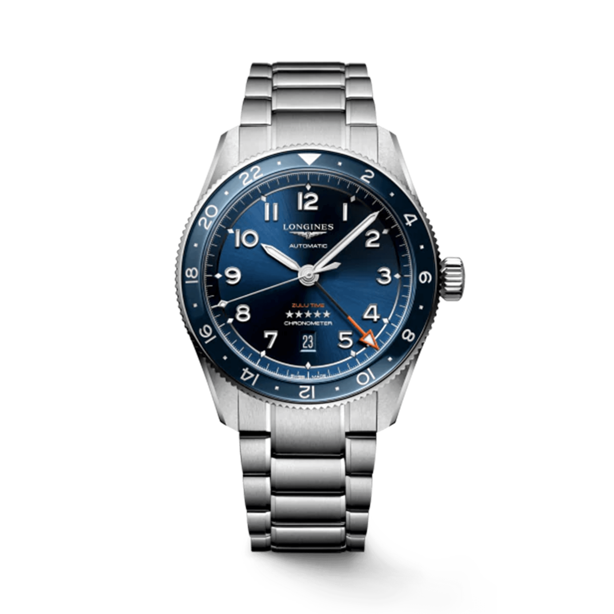 Longines Spirit Zulu Men's 42mm Stainless Steel Automatic GMT Watch L3.812.4.93.6 - Wallace Bishop
