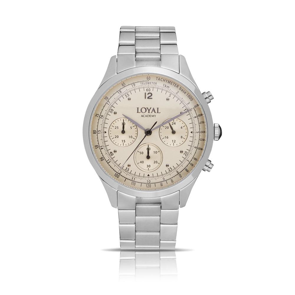Loyal Men's Academy Stainless Steel Quartz Chronograph Dress Watch White Dial - Wallace Bishop