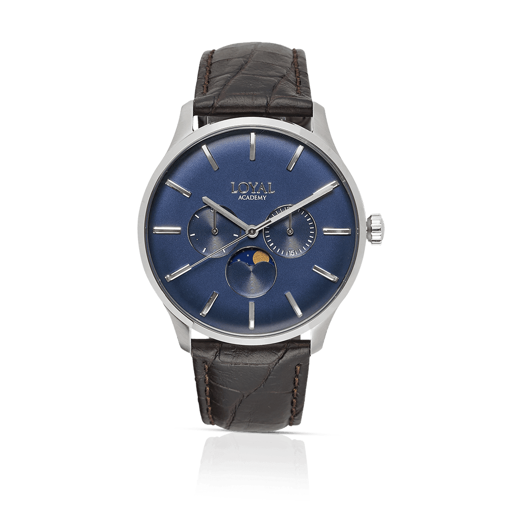 Loyal Men's Academy Stainless Steel Quartz Moonphase Dress Watch Blue Dial - Wallace Bishop