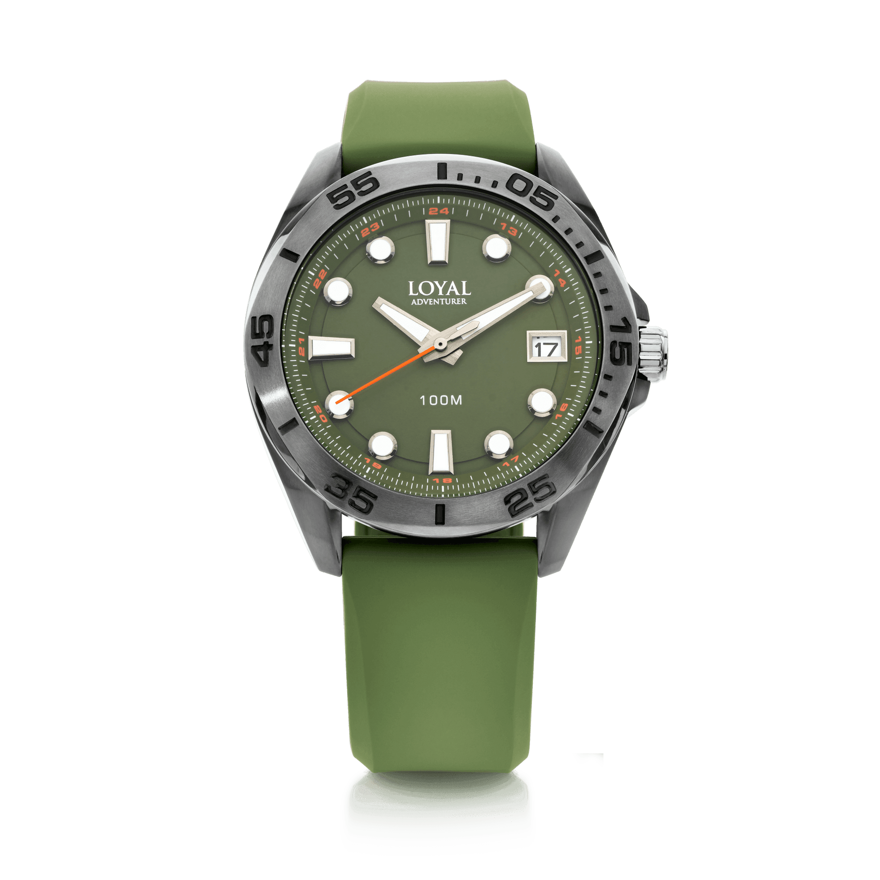 Loyal Men s Adventurer Black PVD Quartz Sport Watch Green Dial