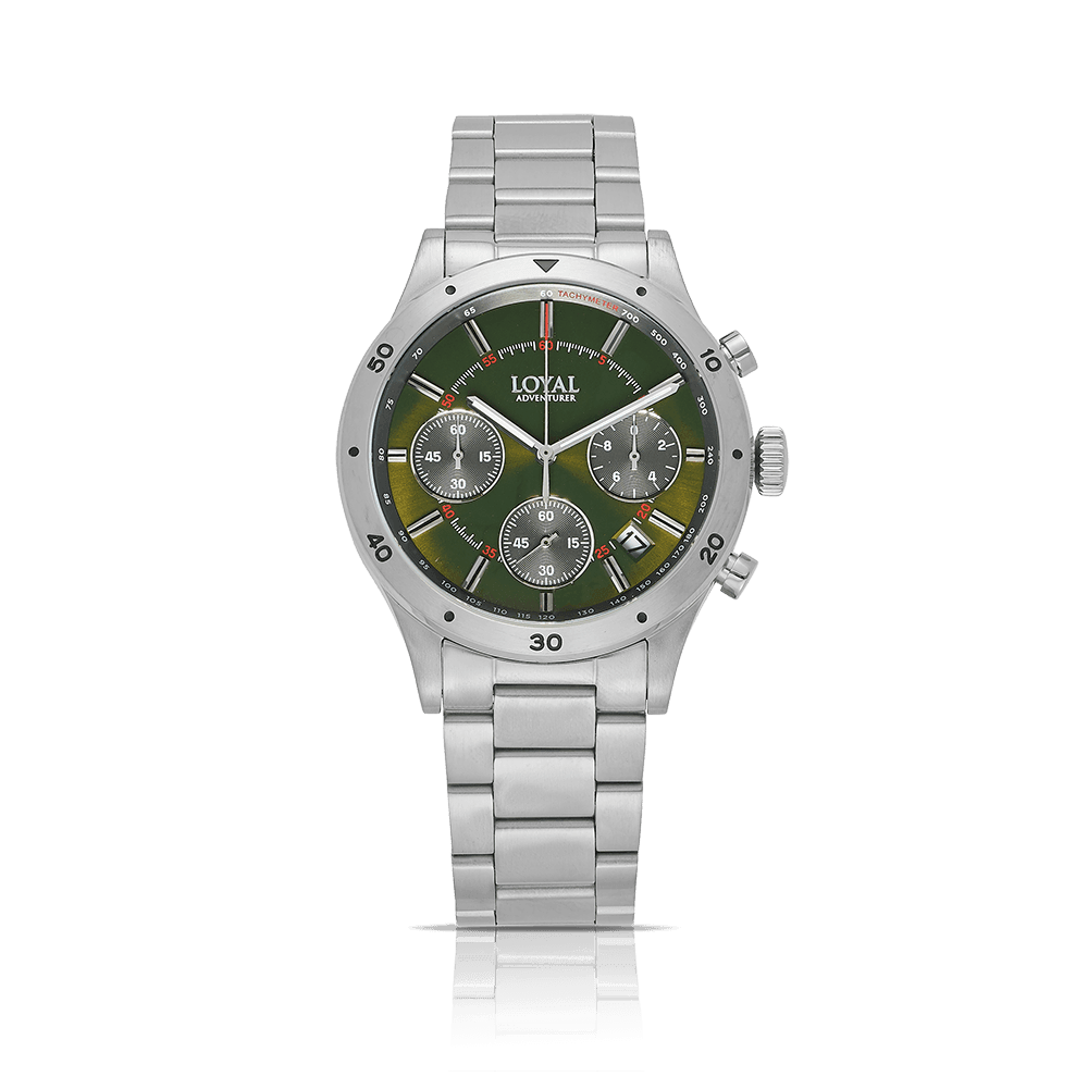 Loyal Men's Adventurer Stainless Steel Quartz Chronograph Sport Watch Green Dial - Wallace Bishop