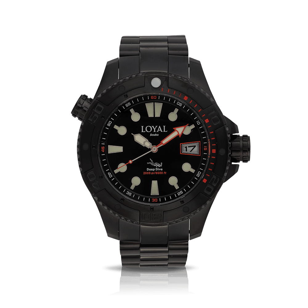 Loyal Men's Scuba Black Quartz 2000m Diver Watch Black Dial - Wallace Bishop