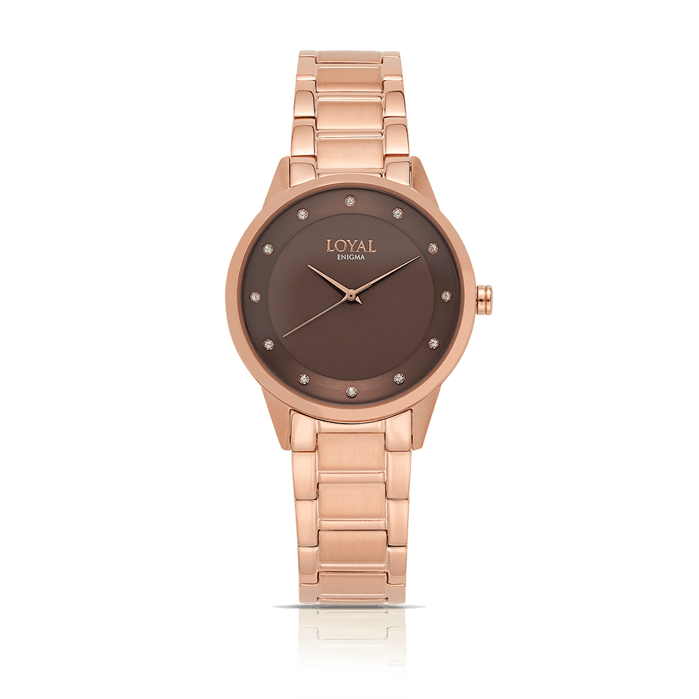 Loyal Women's Enigma Rose PVD Quartz Dress Watch Brown Dial - Wallace Bishop