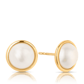 Mabe Pearl Stud Earrings in 9ct Yellow Gold - Wallace Bishop