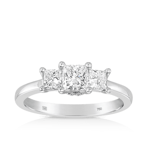 Maple Leaf Diamonds™ Circle of Love Princess Cut Diamond Trilogy Engagement Ring in 18ct White Gold - Wallace Bishop