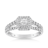 Maple Leaf Diamonds™ Love Letters Princess Cut Diamond Halo Engagement Ring in 18ct White Gold - Wallace Bishop