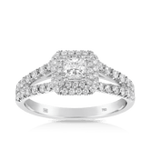 Maple Leaf Diamonds™ Love Letters Princess Cut Diamond Halo Engagement Ring in 18ct White Gold - Wallace Bishop