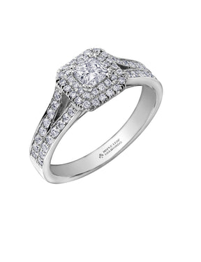 Maple Leaf Diamonds™ Love Letters Princess Cut Diamond Halo Engagement Ring in 18ct White Gold - Wallace Bishop