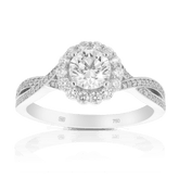 Maple Leaf Diamonds™ Love Letters Round Brilliant Cut Diamond Halo Engagement Ring in 18ct White Gold - Wallace Bishop