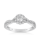 Maple Leaf Diamonds™ Love Letters Round Brilliant Cut Diamond Halo Engagement Ring in 18ct White Gold - Wallace Bishop