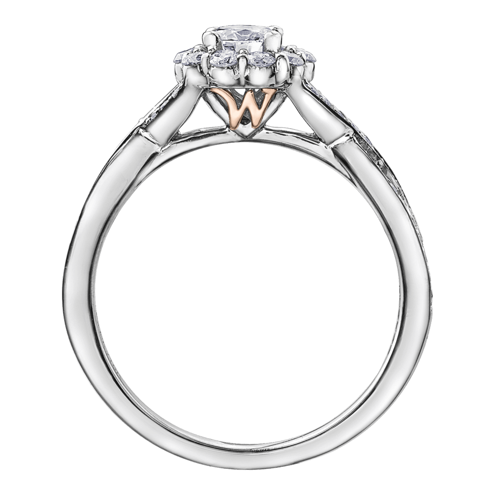 Maple Leaf Diamonds™ Love Letters Round Brilliant Cut Diamond Halo Engagement Ring in 18ct White Gold - Wallace Bishop