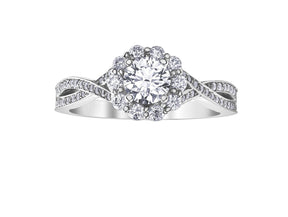 Maple Leaf Diamonds™ Love Letters Round Brilliant Cut Diamond Halo Engagement Ring in 18ct White Gold - Wallace Bishop