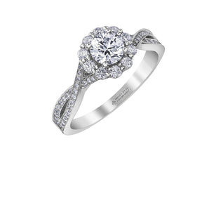 Maple Leaf Diamonds™ Love Letters Round Brilliant Cut Diamond Halo Engagement Ring in 18ct White Gold - Wallace Bishop