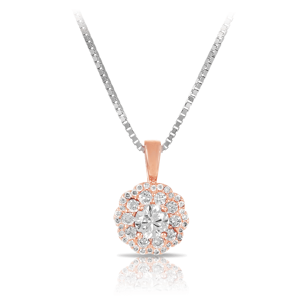 Maple Leaf Diamonds™ Pink Passion Diamond Flower Pendant in 18ct Rose Gold - Wallace Bishop
