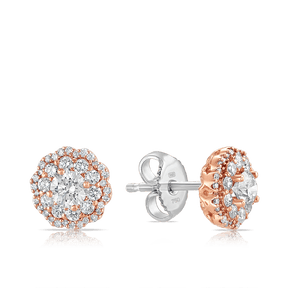 Maple Leaf Diamonds™ Pink Passion Diamond Flower Stud Earrings in 18ct White & Rose Gold - Wallace Bishop