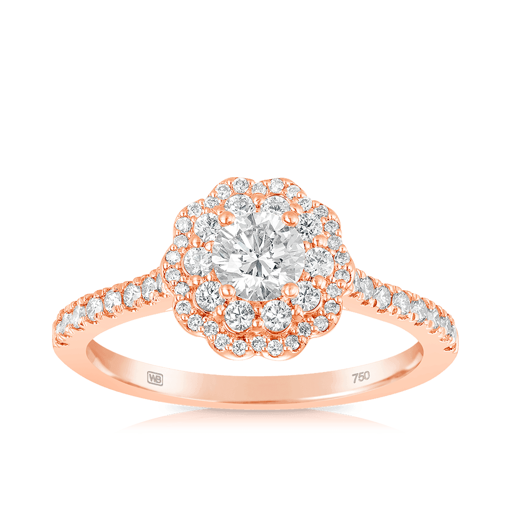 Maple Leaf Diamonds™ Pink Passion Diamond Halo Engagement Ring in 18ct Rose Gold - Wallace Bishop