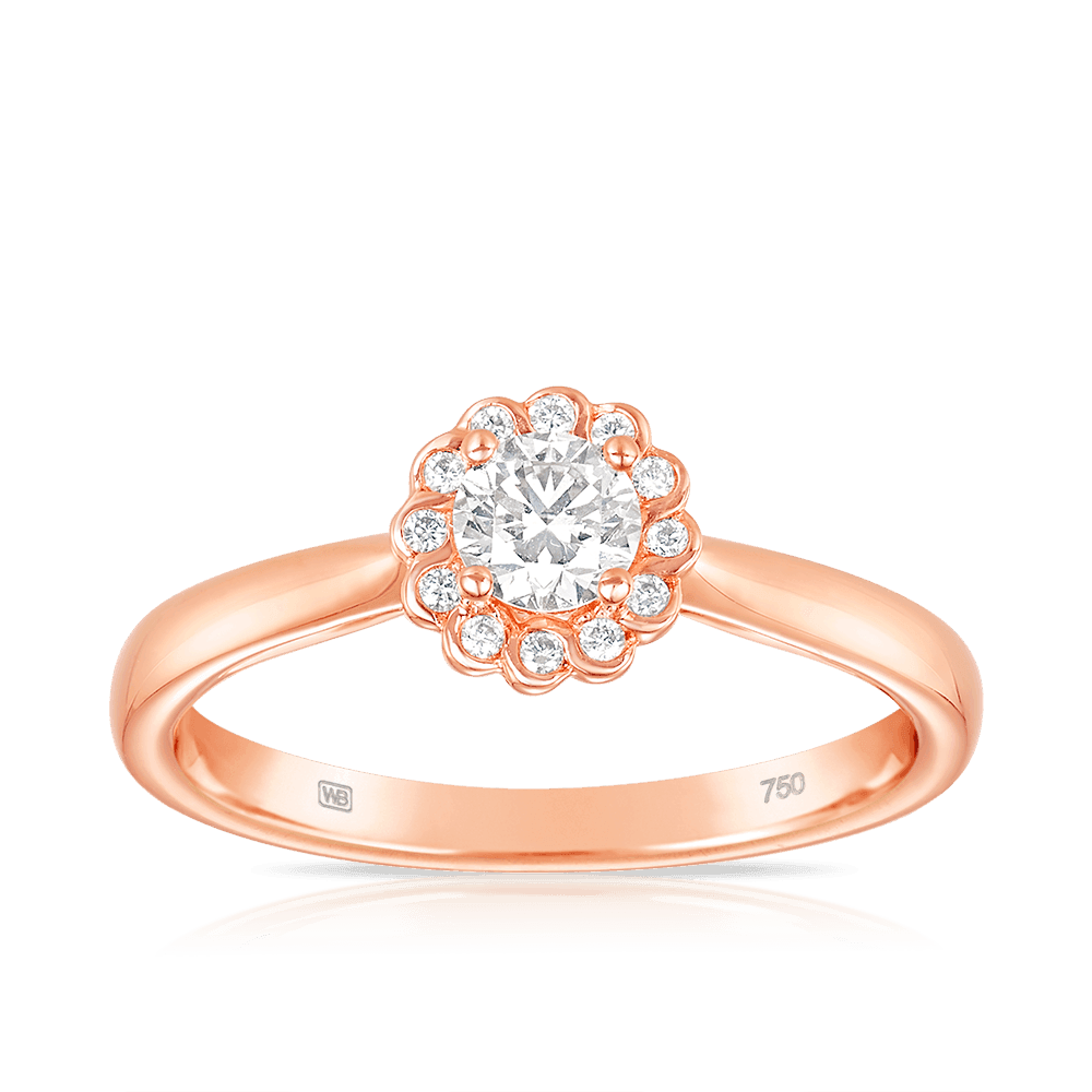 Maple Leaf Diamonds™ Pink Passion Round Brilliant Cut Diamond Halo Engagement Ring in 18ct Rose Gold - Wallace Bishop