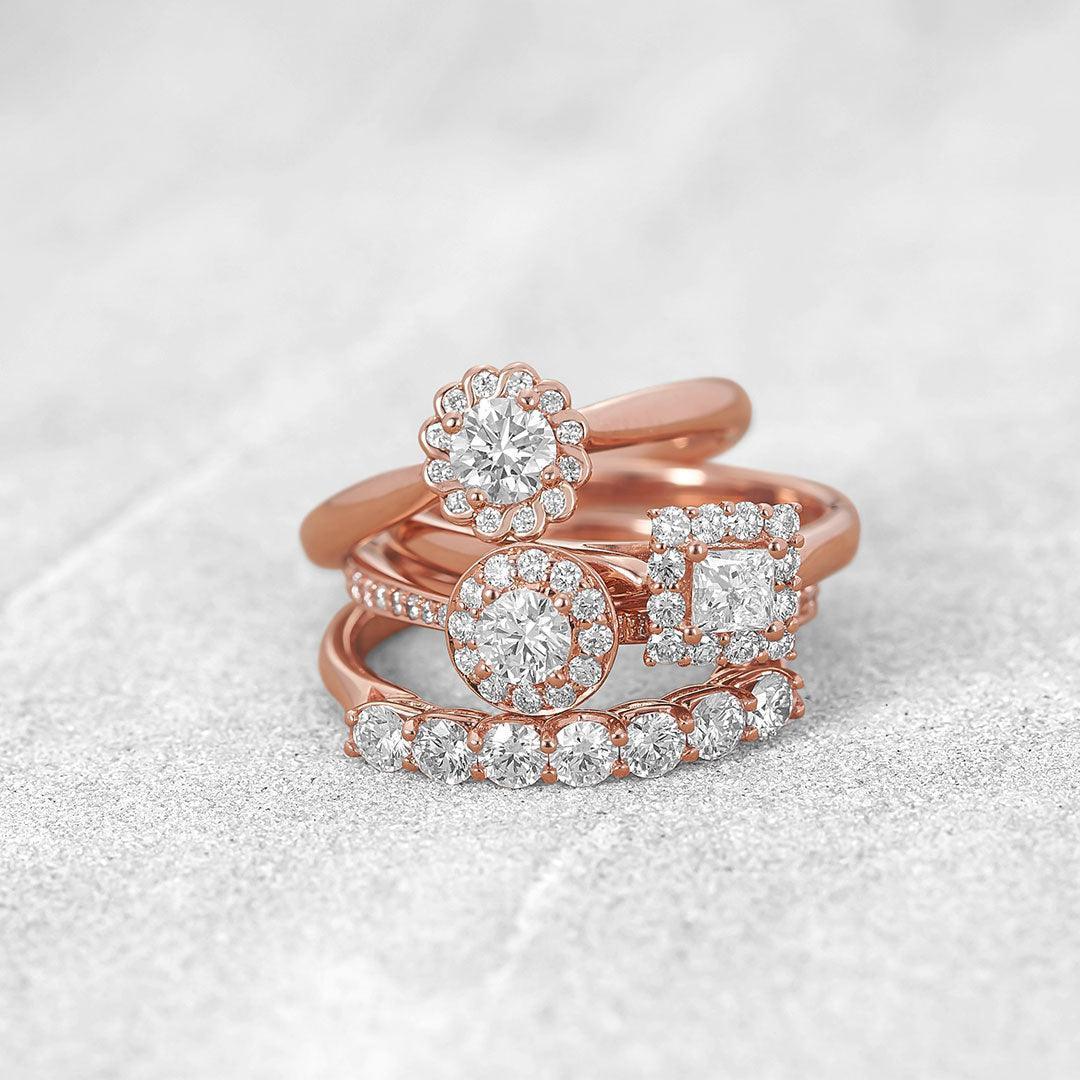 Maple Leaf Diamonds™ Pink Passion Round Brilliant Cut Diamond Halo Engagement Ring in 18ct Rose Gold - Wallace Bishop
