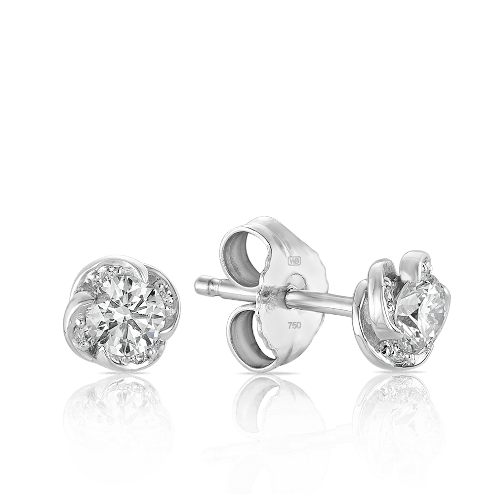 Maple Leaf Diamonds™ Winds Embrace Diamond Stud Earrings in 18ct White Gold - Wallace Bishop