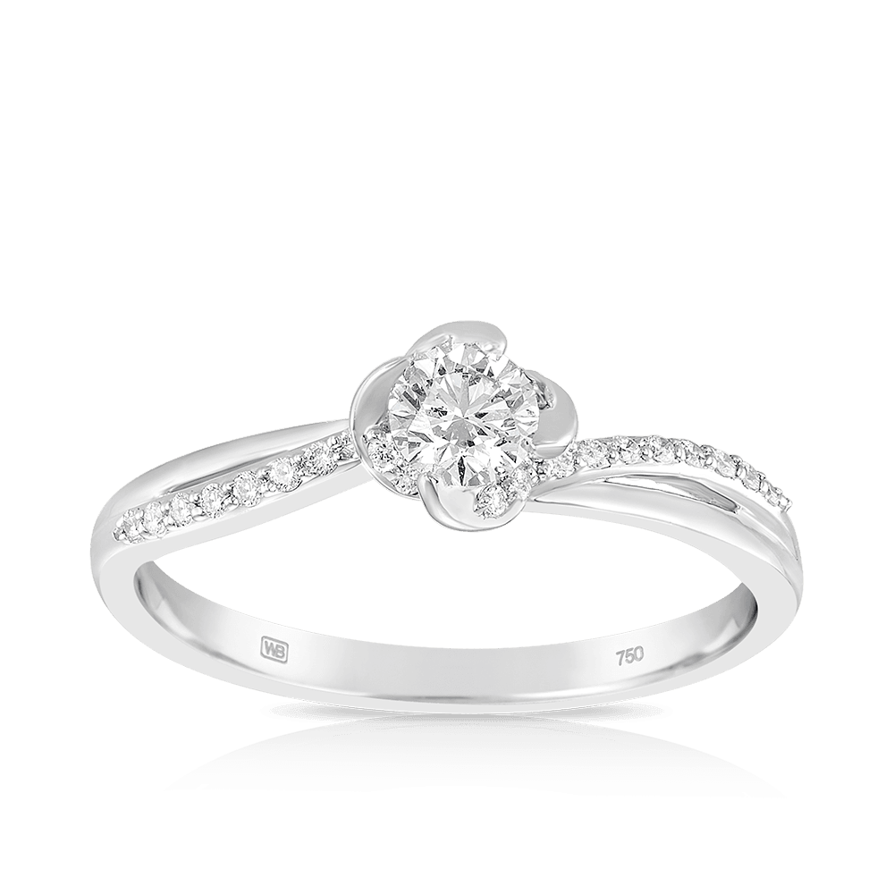 Maple Leaf Diamonds™ Winds Embrace Round Brilliant Cut Diamond Engagement Ring in 18ct White Gold - Wallace Bishop