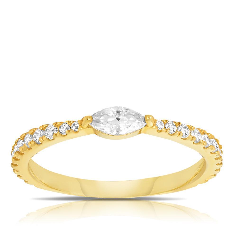 Marquise Cubic Zirconia Ring in 9ct Yellow Gold - Wallace Bishop