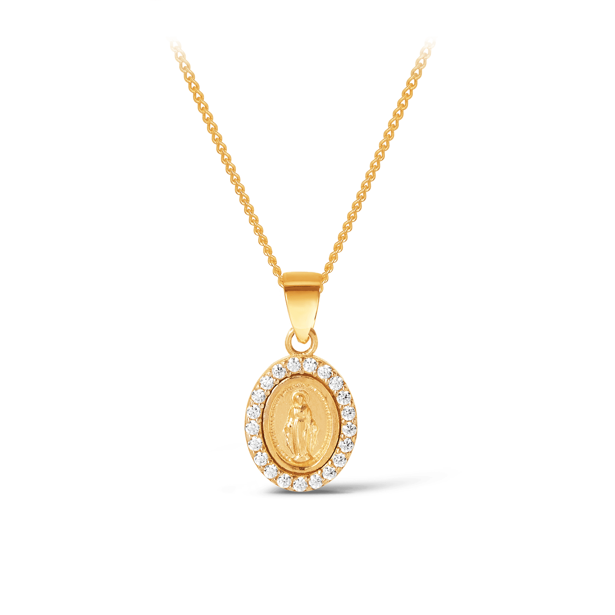 Mary Miraculous Cubic Zirconia Pendant in 9ct Yellow Gold