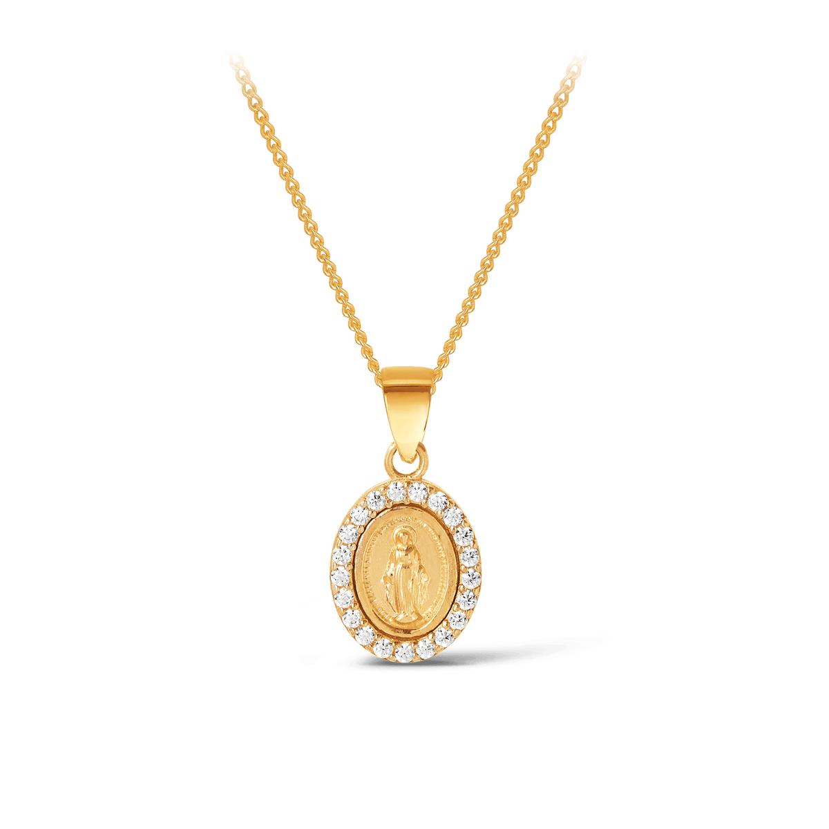 Mary Miraculous Cubic Zirconia Pendant in 9ct Yellow Gold - Wallace Bishop