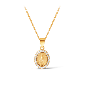 Mary Miraculous Cubic Zirconia Pendant in 9ct Yellow Gold - Wallace Bishop