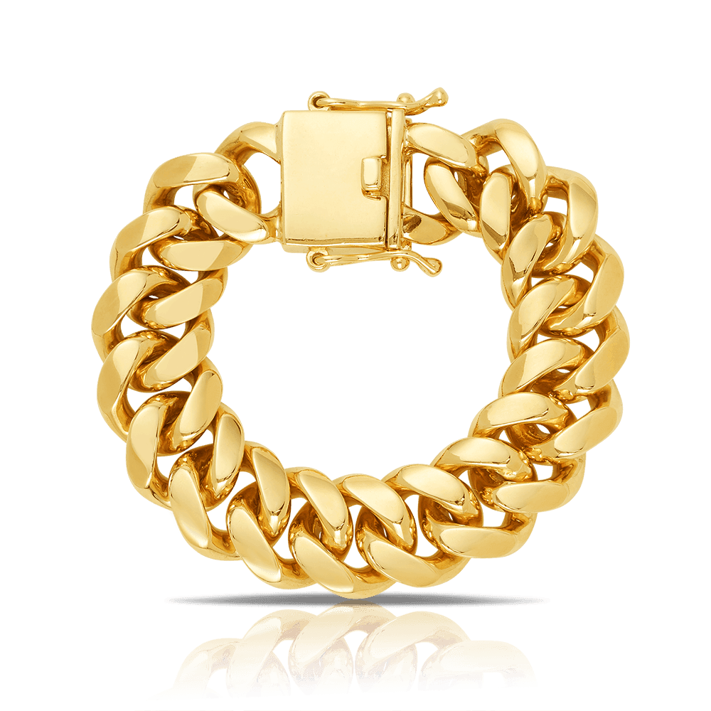 Men's Curb Polished Bracelet in 9ct Yellow Gold - Wallace Bishop