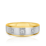 Men's Diamond Rhodium Plated Wedding Band in 9ct Yellow Gold - Wallace Bishop