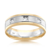 Men's Diamond Wedding Band in 9ct Yellow and White Gold TGW 0.09 - Wallace Bishop