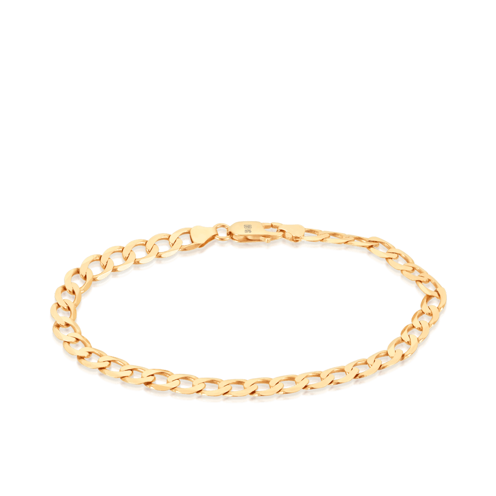 Men's Long Curb Bracelet in 9ct Yellow Gold - Wallace Bishop