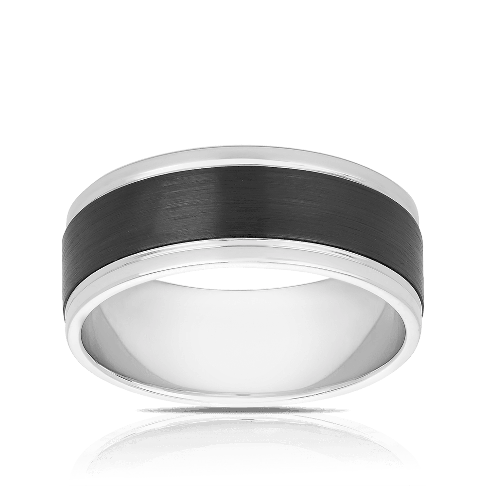 Men's Luxuxy Fit Wedding Band in Zirconium and White Gold - Wallace Bishop
