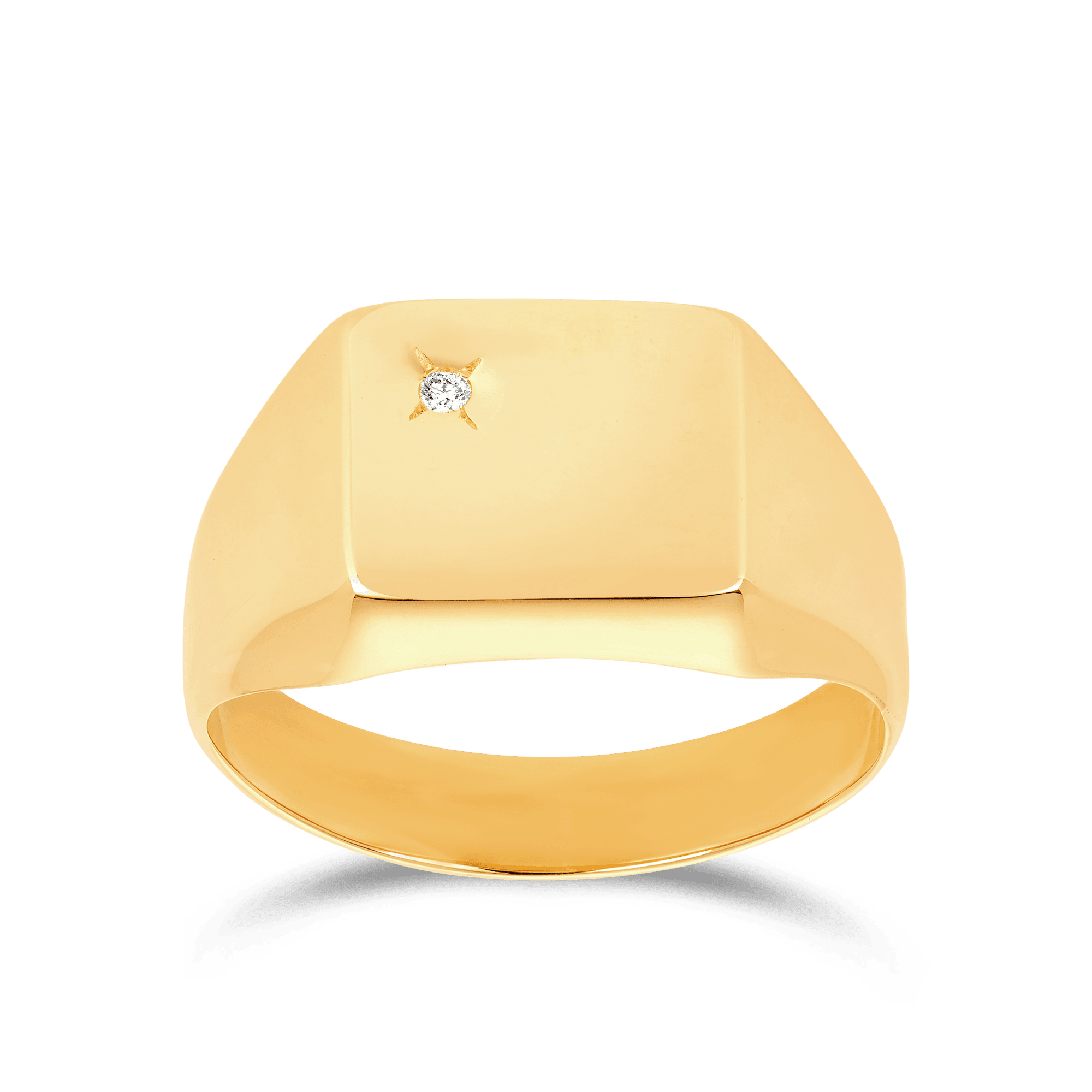 Men's Signet Cubic Zirconia Polished Ring in 9ct Yellow Gold - Wallace Bishop
