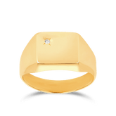 Men's Signet Cubic Zirconia Polished Ring in 9ct Yellow Gold - Wallace Bishop