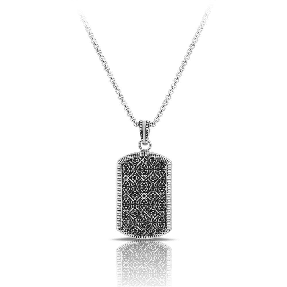 Men's Textured Design Dog Tag Pendant in Stainless Steel - Wallace Bishop