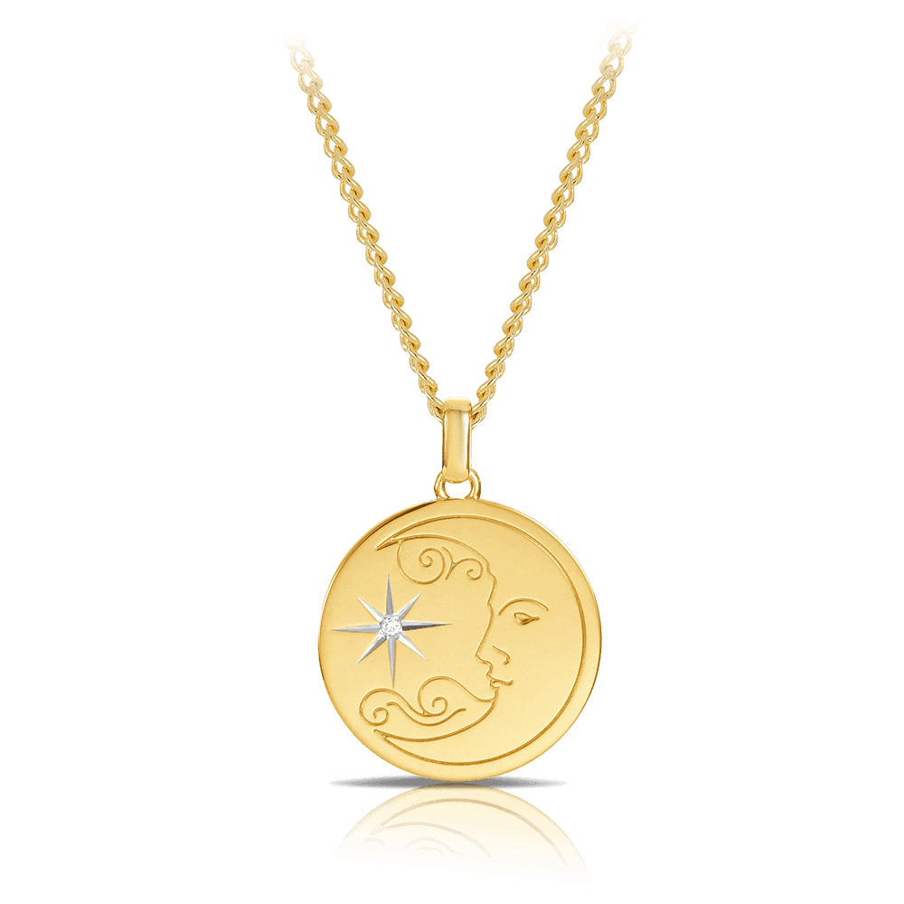 Moon and Stars Diamond Pendant in 9ct Yellow Gold - Wallace Bishop