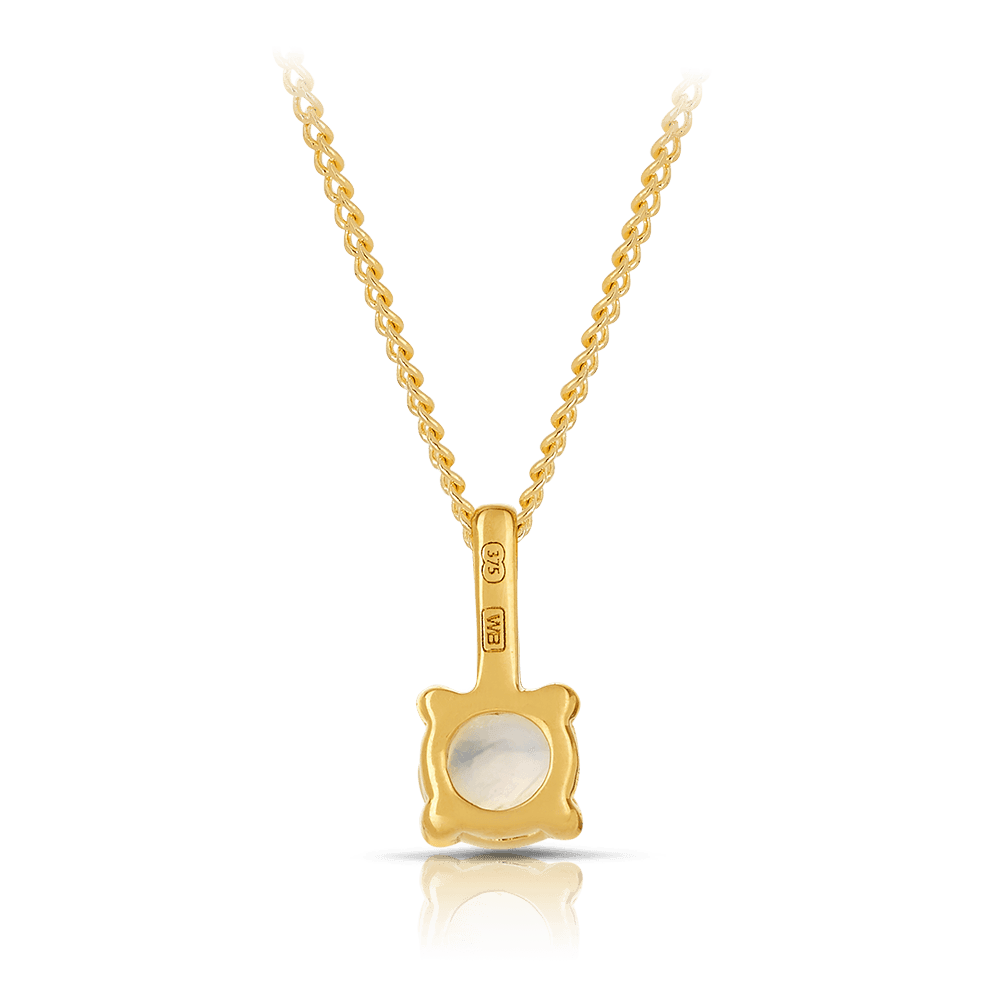 Moonstone Round Pendant in 9ct Yellow Gold - Wallace Bishop