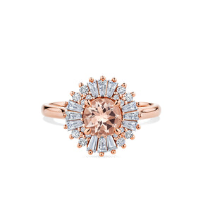 Morganite & 1.00ct TW Diamond Baguette Ring in 9ct Rose Gold - Wallace Bishop